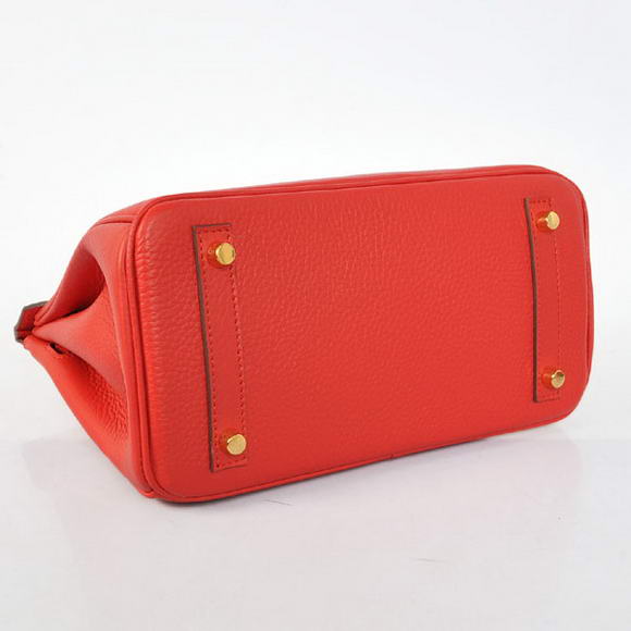 Hermes Birkin 25CM Tote Bags Togo Leather Red Godlen