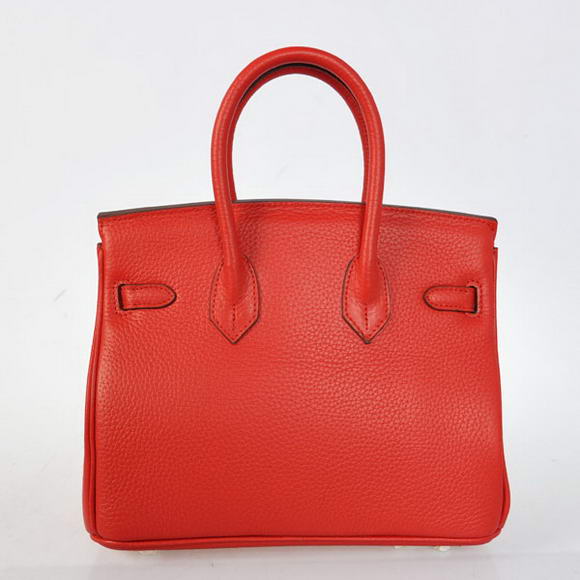 Hermes Birkin 25CM Tote Bags Togo Leather Red Silver