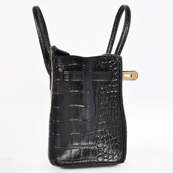 Hermes Birkin 30CM Tote Bags Black Crocodile Leather Gold