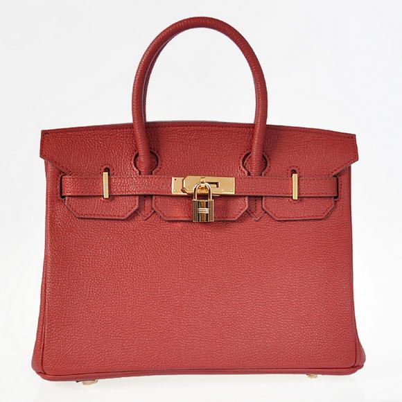 Hermes Birkin 30CM Tote Bags Bordeaux Smooth Leather Gold