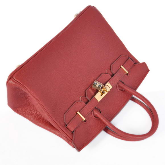 Hermes Birkin 30CM Tote Bags Bordeaux Smooth Leather Gold