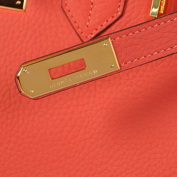 Hermes Birkin 30CM Tote Bags Pompadour Grain Leather Gold
