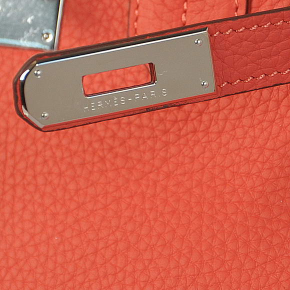 Hermes Birkin 30CM Tote Bags Pompadour Grain Leather Silver