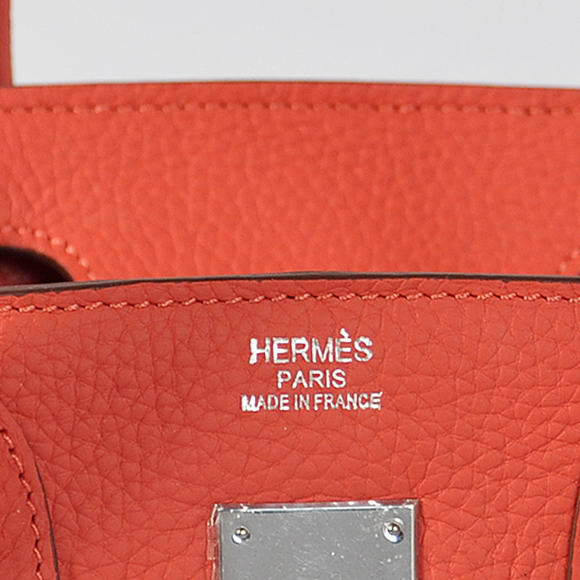 Hermes Birkin 30CM Tote Bags Pompadour Grain Leather Silver