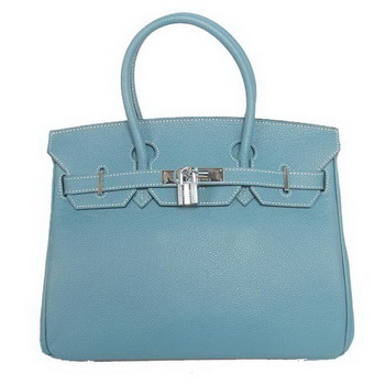 Hermes Birkin 30CM Tote Bags Smooth Togo Leather Blue