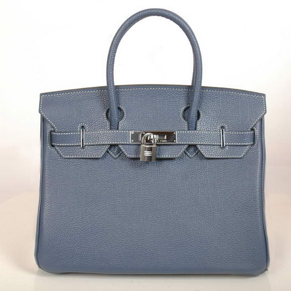 Hermes Birkin 30CM Tote Bags Smooth Togo Leather Dark Blue
