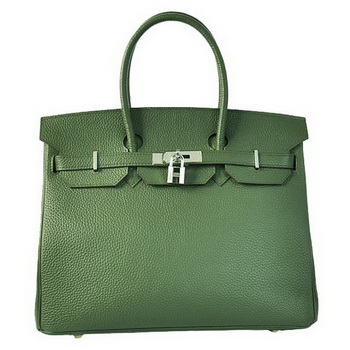 Hermes Birkin 35CM Tote Bags Togo Leather Amy Green Silver
