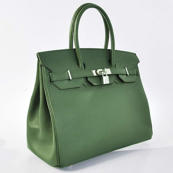 Hermes Birkin 35CM Tote Bags Togo Leather Amy Green Silver