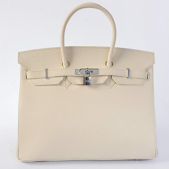 Hermes Birkin 35CM Tote Bags Togo Leather Beige Silver