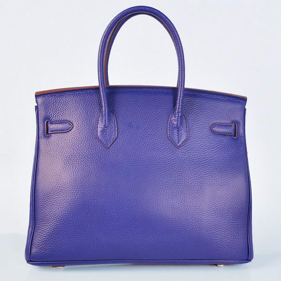 Hermes Birkin 35CM Tote Bags Togo Leather Blue Silver