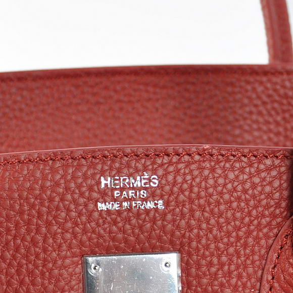 Hermes Birkin 35CM Tote Bags Togo Leather Bordeaux Silver