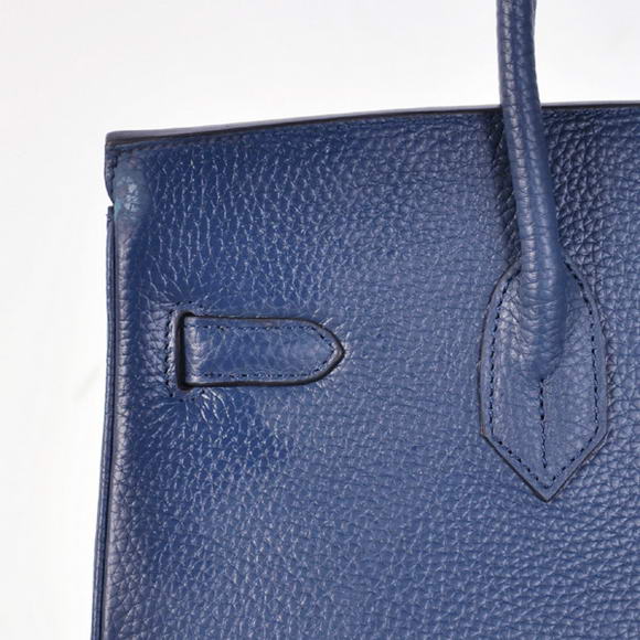 Hermes Birkin 35CM Tote Bags Togo Leather Dark Blue Silver