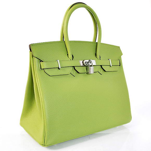 Hermes Birkin 35CM Tote Bags Togo Leather Light Green Silver