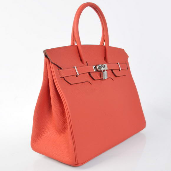Hermes Birkin 35CM Tote Bags Togo Leather Light Red Silver