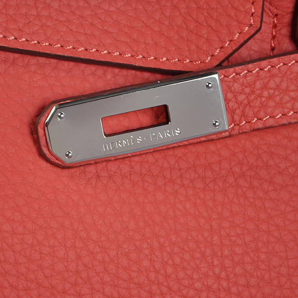 Hermes Birkin 35CM Tote Bags Togo Leather Light Red Silver
