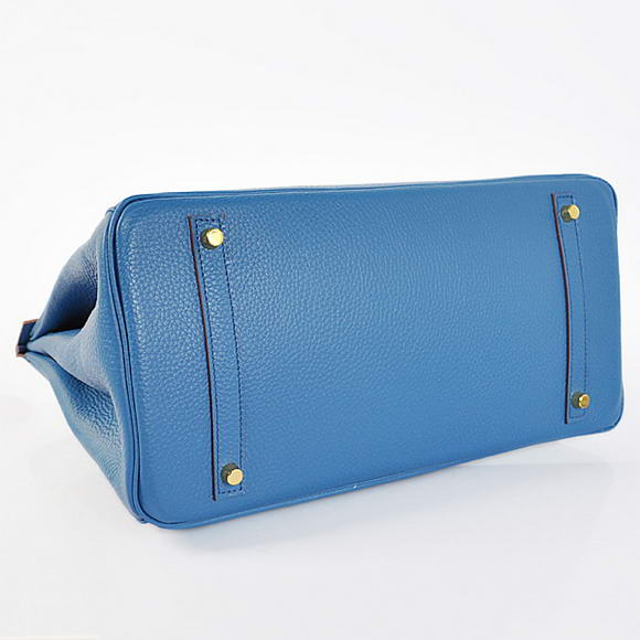 Hermes Birkin 35CM Tote Bags Togo Leather Mid Blue Golden