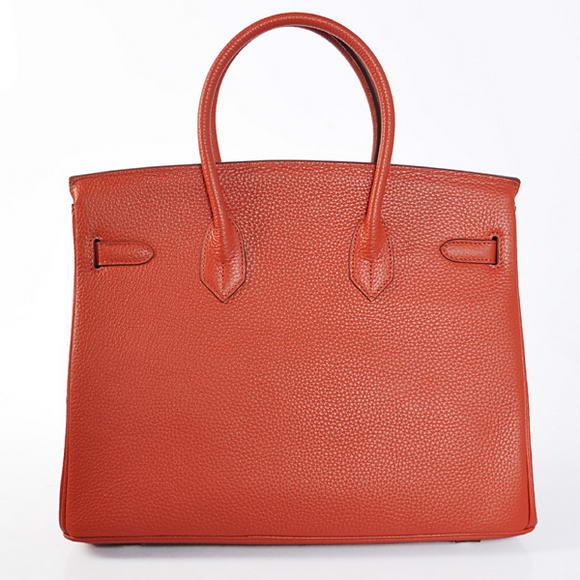 Hermes Birkin 35CM Tote Bags Togo Leather Mid Red Silver