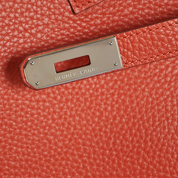 Hermes Birkin 35CM Tote Bags Togo Leather Mid Red Silver