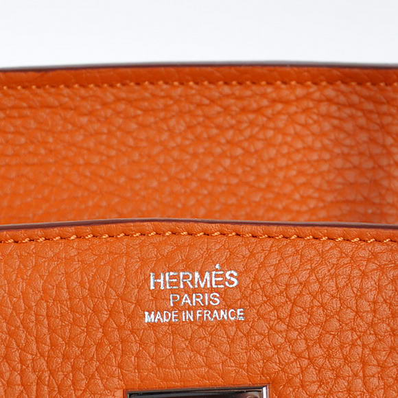 Hermes Birkin 35CM Tote Bags Togo Leather Orange Silver