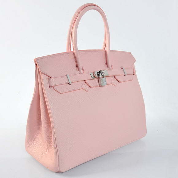 Hermes Birkin 35CM Tote Bags Togo Leather Pink Silver
