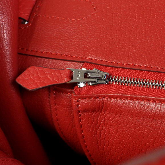 Hermes Birkin 35CM Tote Bags Togo Leather Red Silver