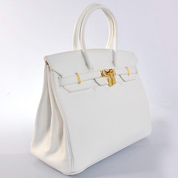 Hermes Birkin 35CM Tote Bags Togo Leather White Golden