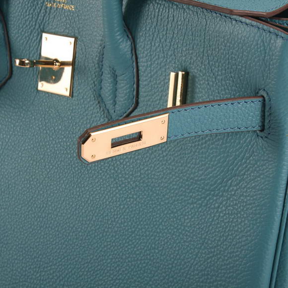 Hermes Birkin 35CM Smooth Leather Handbag 6089 Blue Golden