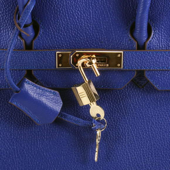 Hermes Birkin 35CM Smooth Leather Handbag 6089 Dark Blue Golden