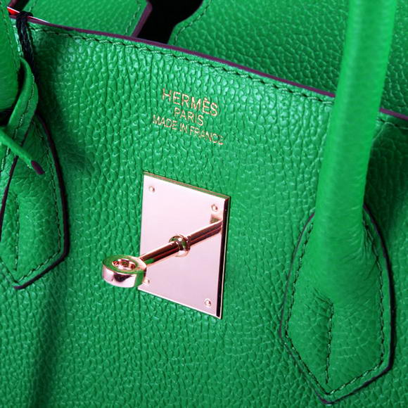 Hermes Birkin 35CM Smooth Leather Handbag 6089 Dark Green Golden