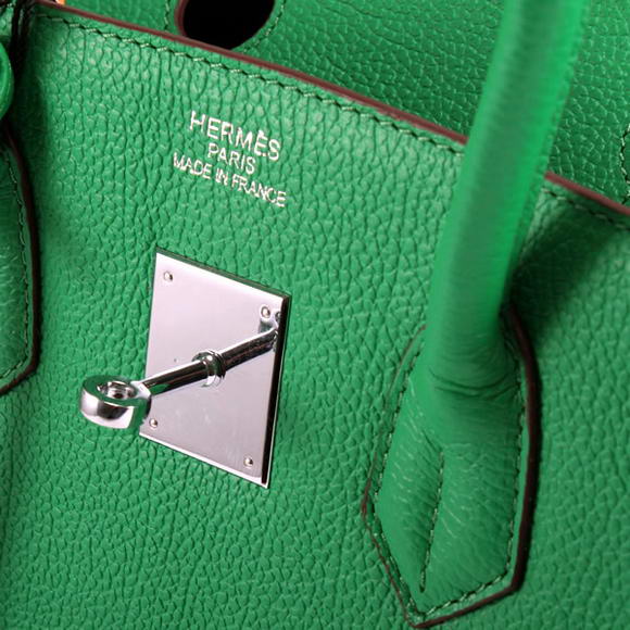 Hermes Birkin 35CM Smooth Leather Handbag 6089 Dark Green Silver