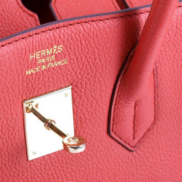 Hermes Birkin 35CM Smooth Leather Handbag 6089 Red Golden