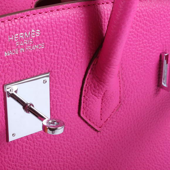 Hermes Birkin 35CM Smooth Leather Handbag 6089 Rose Silver