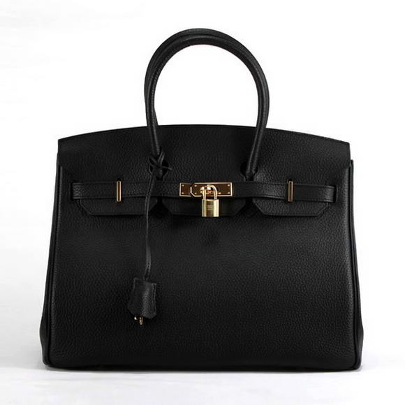 Hermes Birkin 35CM Togo Leather Handbag 6089 Black Golden