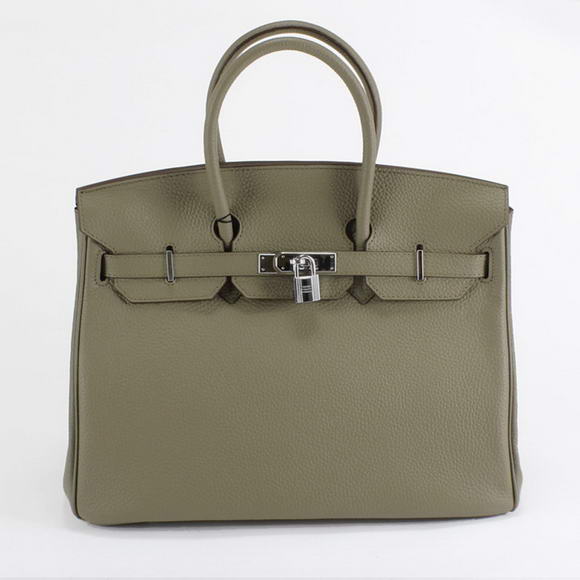 Hermes Birkin 35CM Togo Leather Handbag 6089 Dark Grey Silver