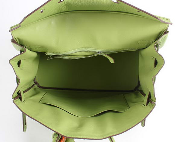Hermes Birkin 35CM Togo Leather Handbag 6089 Green Silver