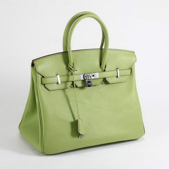 Hermes Birkin 35CM Togo Leather Handbag 6089 Green Silver
