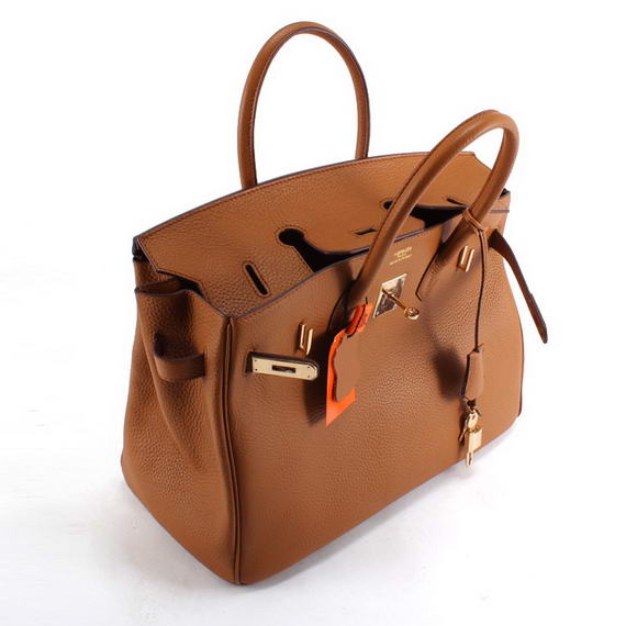 Hermes Birkin 35CM Togo Leather Handbag 6089 Light Coffee Golden