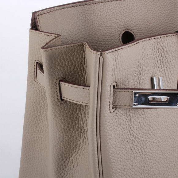 Hermes Birkin 35CM Togo Leather Handbag 6089 Light Grey Silver