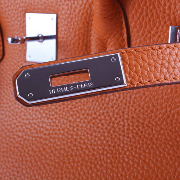 Hermes Birkin 35CM Togo Leather Handbag 6089 Orange Silver