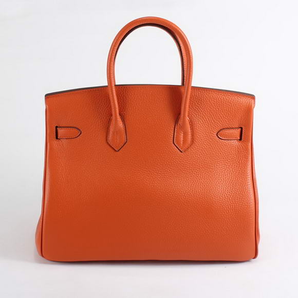 Hermes Birkin 35CM Togo Leather Handbag 6089 Orange Silver