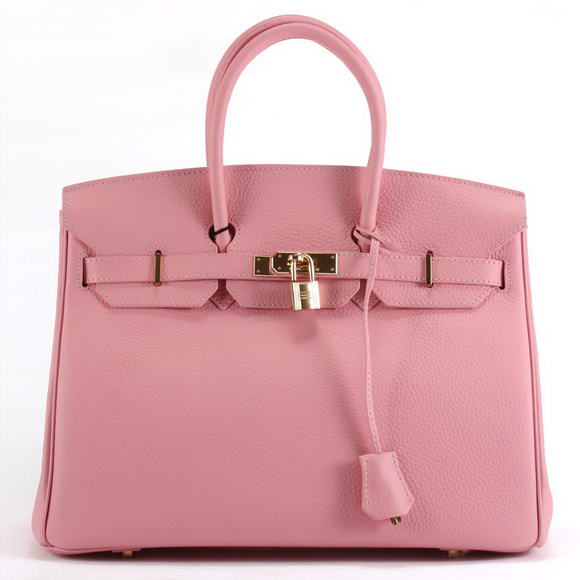 Hermes Birkin 35CM Togo Leather Handbag 6089 Pink Golden