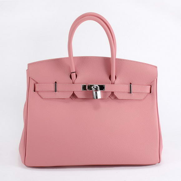 Hermes Birkin 35CM Togo Leather Handbag 6089 Pink Silver