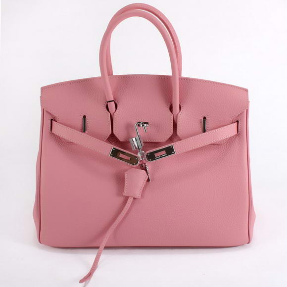Hermes Birkin 35CM Togo Leather Handbag 6089 Pink Silver