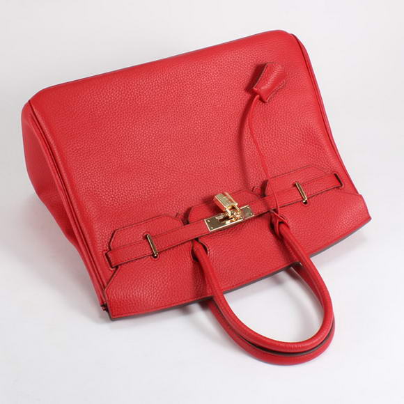 Hermes Birkin 35CM Togo Leather Handbag 6089 Red Golden