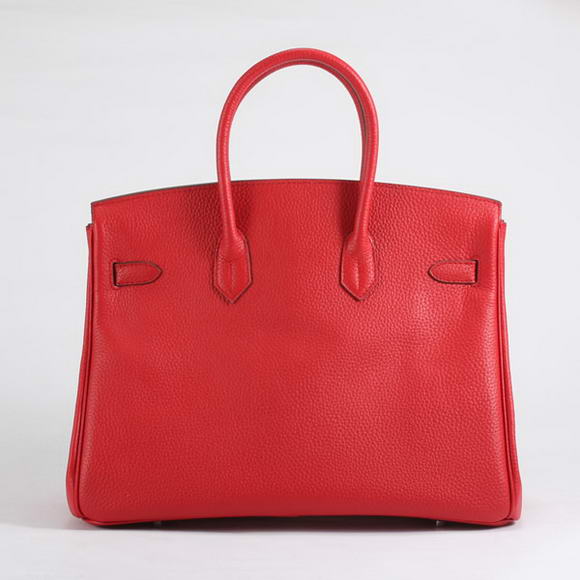 Hermes Birkin 35CM Togo Leather Handbag 6089 Red Silver