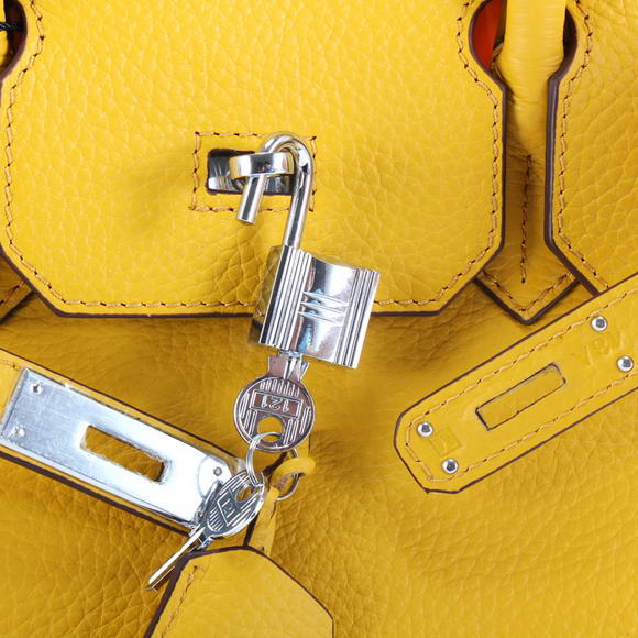 Hermes Birkin 35CM Togo Leather Handbag 6089 Yellow Silver