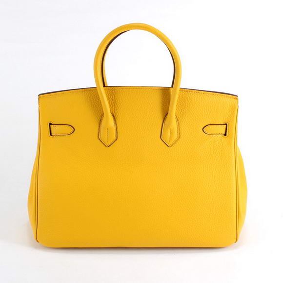 Hermes Birkin 35CM Togo Leather Handbag 6089 Yellow Silver