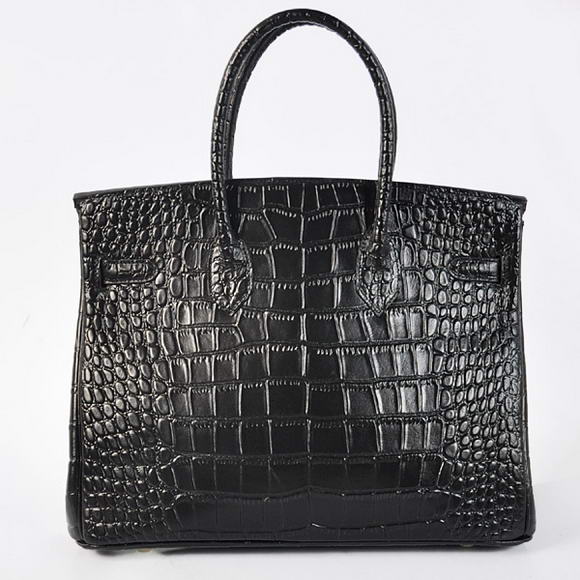 Hermes Birkin 35CM Tote Bags Crocodile Togo Leather Black Silver