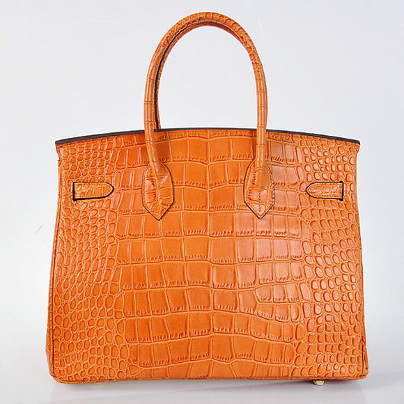Hermes Birkin 35CM Tote Bags Crocodile Togo Leather Orange Golden