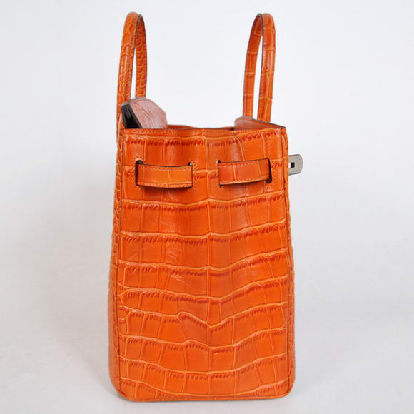 Hermes Birkin 35CM Tote Bags Crocodile Togo Leather Orange Silver